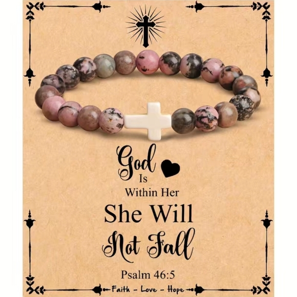 Cross Bracelet Confirmation Gifts, Christian Gifts. Natural stone… - Picture 4 of 10